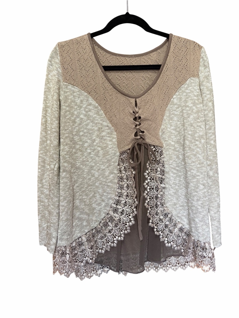Heinrich Heine Mixed Knit Lace & Chiffon Fairy Grunge Top